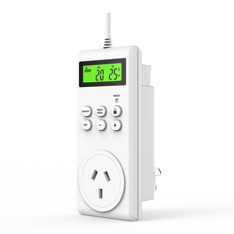 Soket pengontrol suhu termostat Digital kualitas tinggi desain Mini untuk perangkat pemanas dan pendingin listrik