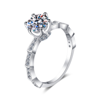 Bagues en Moissanite 1CT 2CT, sertissage griffe, en Argent Sterling 925, Bijoux de Luxe Personnalisés en Gros pour Détaillants