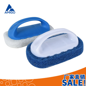 Amigo Scouring Pad With Handle <b>Blue</b> And White Rectangle For Kitchen Sink Tile Cleaning - Product Image 5