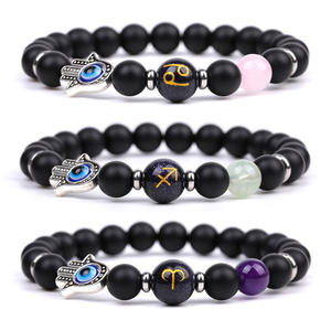 Kingcome-Bracelets Malachite, améthyste, cheveux en cristal, 8MM, perles de pierre naturelle, mauvais yeux, 12 <span class=keywords><strong>Horoscope</strong></span>, signe <span class=keywords><strong>du</strong></span> zodiaque - Product Image 2