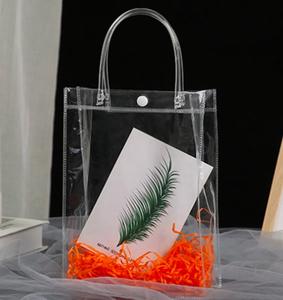 Sac fourre-tout personnalisé pour femme avec logo imprimé, en PVC transparent, étanche, avec fermeture boutonnée, idéal pour les courses et les cadeaux, vente en gros à prix abordable. - Product Image 4