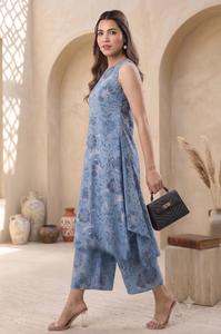 Ensemble coordonné deux pièces pour femmes, Kurti et pantalon, respectueux de l'environnement, confortable, respirant, élégant, tenue décontractée pour toutes les saisons - Product Image 3