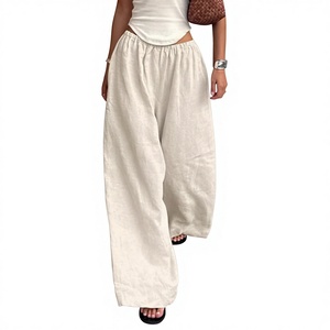 <span class=keywords><strong>Pantaloni</strong></span> <span class=keywords><strong>Larghi</strong></span> da <span class=keywords><strong>Donna</strong></span> in Cotone e <span class=keywords><strong>Lino</strong></span>, Comodi e Chic, con Tasche e Vita Elastica - Product Image 1