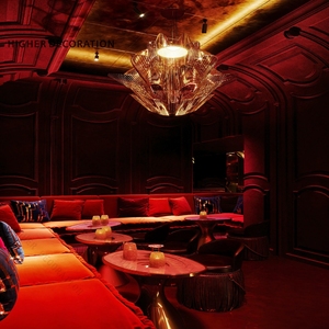 Design d'intérieur de boîte de nuit rouge, mobilier de bar en bois et en métal, décoration lumineuse à LED tendance pour boîte de nuit - Product Image 3