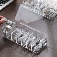 Boîte de gestion du cordon d'alimentation du câble de bureau à 7 compartiments Boîte de rangement pour organisateur de câbles avec 10 attaches et couvercle