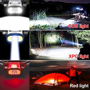 Lampe frontale LED COB à détecteur de mouvement, rechargeable, faisceau large, longue autonomie, mains libres, pour camping, pêche, course à pied en extérieur - Product Image 5