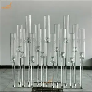 15 हथियार ग्लास शादी candelabra centerpieces लंबा क्रिस्टल मोमबत्ती धारक
