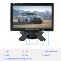Moniteur de voiture HD TFT LCD 7 pouces 12V-24V avec écran partagé, caméra de recul multilingue et vision arrière pour divertissement des passagers arrière