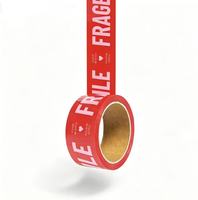 Cinta Adhesiva Roja Frágil Personalizada a Precio de Fábrica, Rollo Jumbo con Logotipo Impreso Personalizado, Cinta de Sellado de Cartones de Plástico, Película BOPP de Alta Resistencia