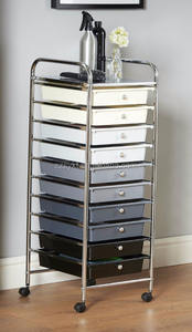 รถเข็นเก็บของ 10 ชั้น แบบมีล้อ วัสดุพลาสติกและเหล็ก สำหรับโรงงาน/สำนักงาน/ร้านเสริมสวย รับผลิตตามแบบ (OEM) - Product Image 4