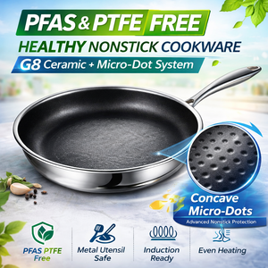 Poêle à frire en acier inoxydable à 5 couches, revêtement céramique antiadhésif, épaisseur 3,5 mm, compatible four/lave-vaisselle, gaz/induction - Product Image 5