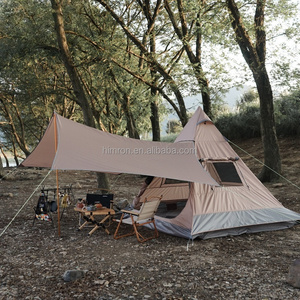 <span class=keywords><strong>Tente</strong></span> de camping pyramidale pour 3-4 personnes, imperméable, en tissu Oxford indien, avec auvent - Product Image 1