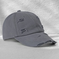 Gorra de Béisbol de 6 Paneles 100% Algodón con Efecto Desgastado, Logotipo Personalizado Bordado, Estilo Pastoral de Moda Primavera/Verano, Gorra Versátil