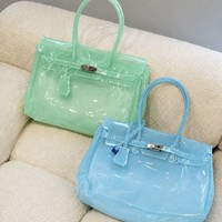 Sac fourre-tout transparent en PVC style coréen KIIKII pour femme, grande capacité, collection été 2026, style frais et doux, sans doublure