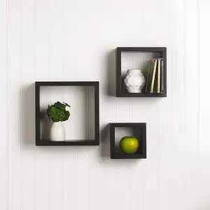 Multi-función flotante de montaje en pared blanco Rectangular de madera estantes