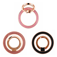 Support magnétique pour téléphone Glitter N52, anneau de maintien rose doré, support pliable rotatif à 360° avec adaptateur
