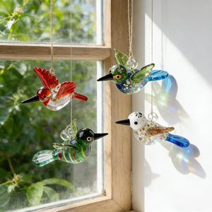 Adornos de Pájaros de Vidrio Hechos a Mano, Figuras de Animales de Vidrio Soplado Coloridas, Decoración para Mesa del Hogar, Arte para Todas las Estaciones, Bodas, Bautizos - Product Image 1
