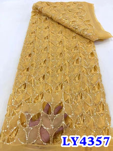 <span class=keywords><strong>NIAI</strong></span> nouveau tissu de dentelle à paillettes 5 Yards broderie de luxe Satin Net dentelle pour la couture mariage femmes robe dentelle - Product Image 3