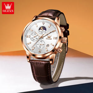 Montre à quartz multifonctionnelle de luxe pour homme, avec logo personnalisé, phase de lune et chronographe, modèle 9812 OEM populaire - Product Image 3