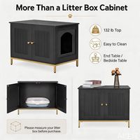 Meuble pour litière de chat cachée en bois HANYEE, maison pour animaux à double porte, table d'appoint pour l'intérieur
