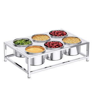 Stainless Steel <b>Spice</b> <b>Rack</b> 6 Compartment With Lid Double Row Seasoning Storage <b>Organizer</b> For Kitchen Use - Product Image 1