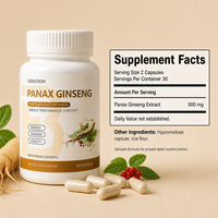 Capsules de Ginseng Panax en Gros, Vitalité Herbacée, Bien-être Quotidien, Flacon de 60 Comprimés, Fabricant de Marque Privée