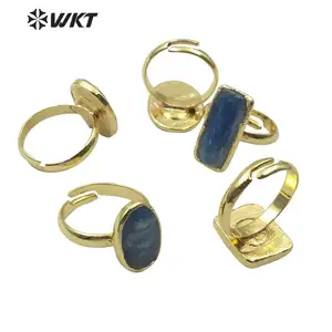 WT-R350 натуральный синий Kyanite кольцо популярное кольцо с камнем в регулируемого размера роскошная женская шарм ювелирных изделий синий кианитное кольцо