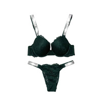 Ensemble de lingerie sexy en dentelle tissée Victoria's, soutien-gorge respirant à volants avec culotte brodée discrète
