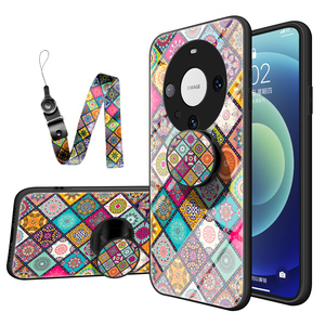 Cassa del telefono in vetro temperato floreale Vintage per Huawei Mate 60 Pro Nova Y91 P60 <span class=keywords><strong>Art</strong></span> Honor X50 X9B 90 Lite X7 supporto per cordino femminile - Product Image 1