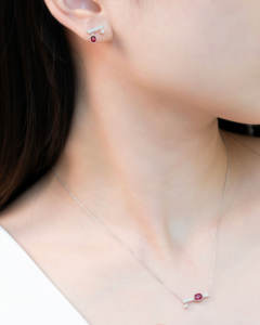 Proveedor de Hong Kong, Joyería Fina al por Mayor, Aretes de Oro Blanco Sólido de 18K con Rubí Natural y Diamantes, Regalo para Mujer - Product Image 6