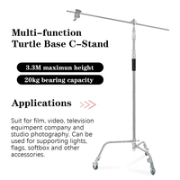 Lampu tugas berat 330cm baja tahan karat, Tripod Studio dudukan c-stand dengan roda desain baru untuk pencahayaan strobo fotografi