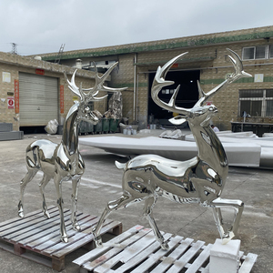 Scultura di Cervo Maschio e Femmina Personalizzata per Decorazione d'Interni, Grande Formato, Sculture di Cervo con Elettroplaccatura Argento - Product Image 6