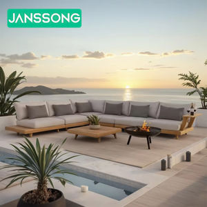 أريكة فندقية فاخرة خارجية من الساج ، أريكة خارجية حديثة من خشب الساج ، أريكة حديقة ، منتجع - Product Image 2