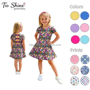 Vestido Deportivo Casual de Verano para Niñas Hippo Kids con Shorts, Diseño Sólido ODM, Vestido con Lazo en la Espalda y Volantes - Product Image 1