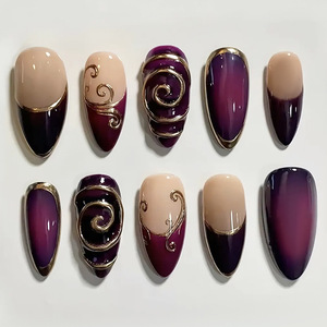 Uñas Acrílicas de Diseño <span class=keywords><strong>Verde</strong></span> Concha, Hechas a Mano, de Lujo, Reutilizables, Venta al Por Mayor - Product Image 5