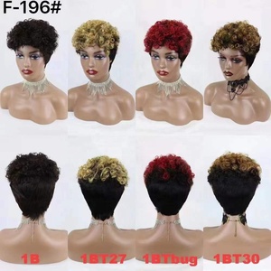Perruque Naturel Pixie <strong>Cut</strong> <strong>Wig</strong> Human Hair Curly Bob Short Machine Made Pixie <strong>Cut</strong> <strong>Wig</strong> Bleached Knots Frontal Lace <strong>Wig</strong> With Bangs - Product Image 6