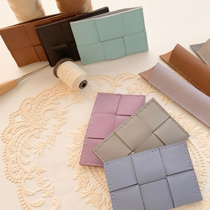 Korean style minimalist PU leather woven card <b>holder</b>, mini lightweight ins style, new style women's student <b>ID</b> card <b>holder</b> - Product Image 4
