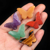Ornements décoratifs de bureau en cristal d'onyx naturel poli sculpté en forme de papillon 20x30mm, artisanat en cristal