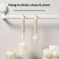 Brosse à biberon multifonction avec insert pour carte, brosse à tétine à manche droit, ensemble de nettoyage pour biberons et tasses de bébé