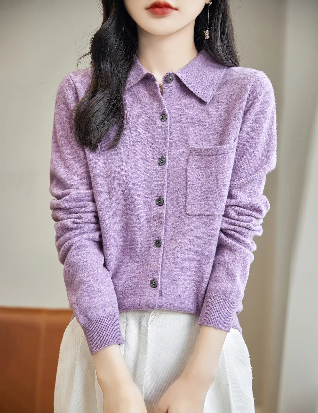 Venta caliente de la fábrica cardigan de manga larga de punto jacquard de las mujeres de punto personalizado de algodón de lana suéter de Cachemira