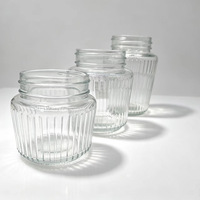 150ml 250ml 380ml 500ml Lege dikke glazen weckpotten met verticale strepen en deksels voor voedsel, augurken, fruitconserven en jam
