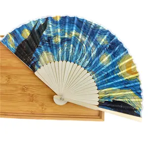 Wholesale Personalized Japanese Folding Fan Craft Custom Wedding Party Bamboo Fan Gift For Guests Print Logo On Ribs