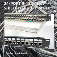 Panel Patch RJ45 24 Port CAT6A Terlindung STP dengan Pelat Terminasi Jaringan dan Blank Bar Belakang untuk Pemasangan di Rak