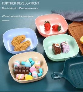 Assiette carrée en paille de blé réutilisable et écologique, 14,6 cm, multicolore, logo personnalisé, design original - Product Image 6