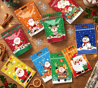 Pochette à fermeture éclair Joyeux Noël avec trou de suspension, sac cadeau festif en plastique pour emballage de bonbons, snacks et biscuits de fêtes