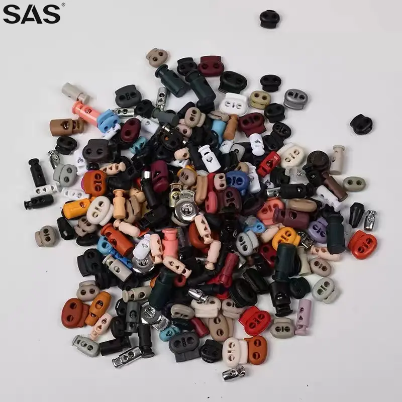 SAS New Custom Design Logo Mehrfarbig Ein Loch Zwei Löcher Kordel zug Cord Lock Kunststoff Stopper