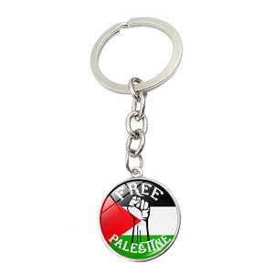 Stokta araba paslanmaz çelik Metal anahtar zincirleri aksesuarları süblimasyon alaşım filistin bayrağı anahtarlık - Product Image 6