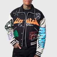 Veste de baseball courte personnalisée pour homme, en cuir véritable, avec manches en cuir véritable, broderies et écussons en chenille de haute qualité, style élégant