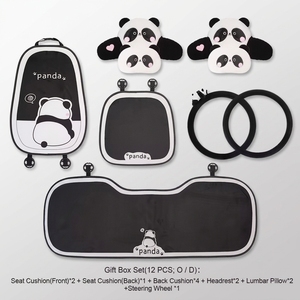 Housse de siège de <span class=keywords><strong>voiture</strong></span> en peluche brodée Panda, ensemble complet, style dessin animé, applicable toute saison, pour la plupart des modè<span class=keywords><strong>les</strong></span> de véhicules - Product Image 3