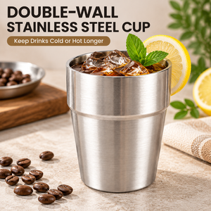 Tasse à double paroi en acier inoxydable 304 de style coréen, résistante aux chocs, pour jus, bière et boissons froides, idéale pour les restaurants, les barbecues et les salons de thé. - Product Image 2